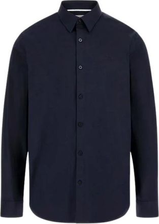 Guess Poplin Overhemd - Heren - Casual Overhemden - Blauw - L - Katoen - Overhemden