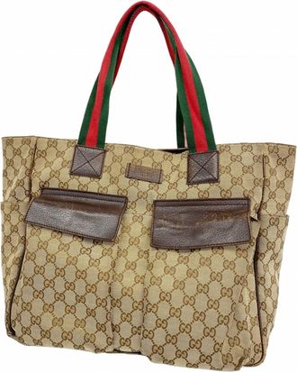 Gucci Brown Canvas Tote Bag (Pre-Owned)
