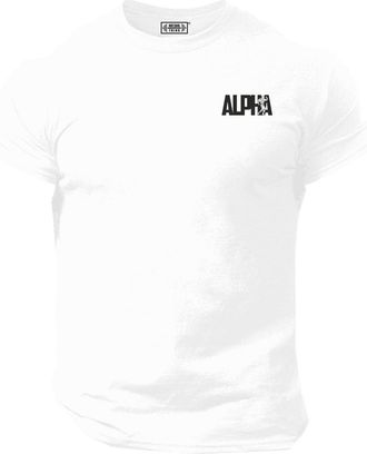 Generic Alpha T Shirt Pocket Gym Clothing Bodybuilding Training Workout Exercise Muscles Gymwear Top (UK, Alpha, XXL, Regular, Regular, White)