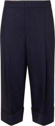 Elisabetta Franchi Pinstripe Broek - Dames - Vrijetijds broeken - Blauw - L - Wol - Broeken