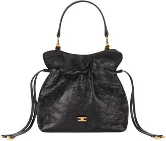 Michael Kors Ostrich-Texture Leren Tas - Dames - Schoudertassen - Zwart - ONE Size - Leer - Tassen