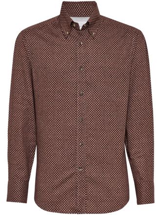 Brunello Cucinelli Camicia con motivo geometrico - Rosso