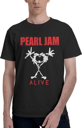 Generic Mens Pearl Rock Band Jam Cotton T-Shirts Classic Crewneck Short Sleeves Simple&Versatile Daily Commute Essential Black L
