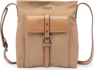 Prada Cotton And Leather Shoulder Bag