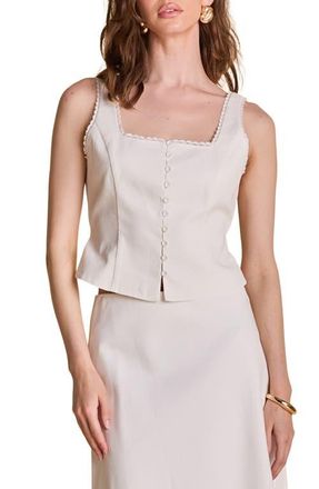endless rose Lace Trim Crop Tank in White at Nordstrom, Size Medium