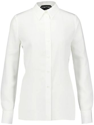 Tom Ford Blouse met lange mouwen en satijnen weving - Wit