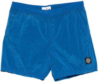 Stone Island Blue Swimsuit With Logo Patch