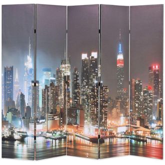 vidaXL Biombo Divisor Plegable 200x170 Cm Nueva York De Noche Vidaxl