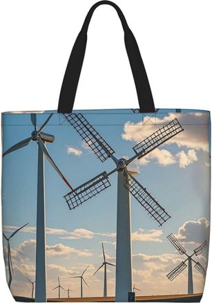 Generic Windmills Carry Bag Foldable Handbag Durable Shoulder Bags For Casual Work Picnic