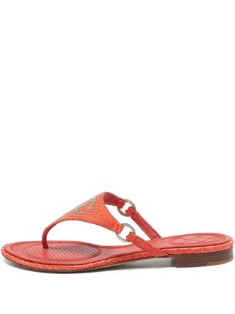 Chanel python leather flat sandals - Red