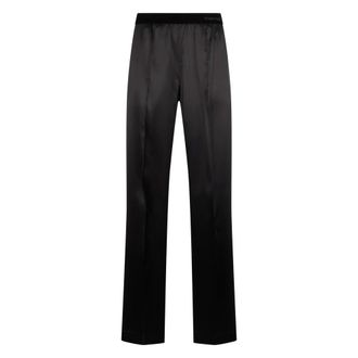 Tom Ford Straight Trousers, female, Black, Size: XS Stretch Silk Satin PJ Pants