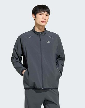 adidas Originals Tech Trefoil Essentials - Felpa sportiva con cappuccio e zip grigio notte
