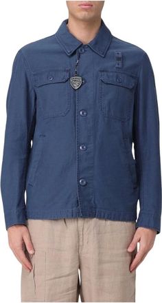Blauer Cotton Shirt Jacket - Heren - Jassen - Blauw - Maat: M Katoen