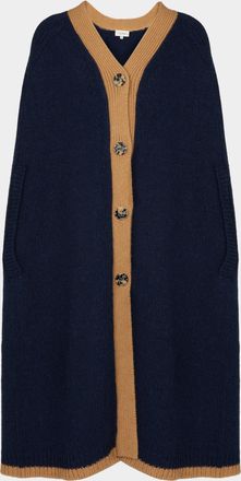 Isa Arfen Cashmere and Lambswool Color-Block Cape One Size