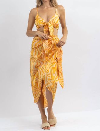Dress Forum Sunset Cocktails Multiswirl Skirt Set In Yellow