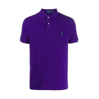 Ralph Lauren Polo Shirts, male, Purple, Size: S Short Sleeve Embroidered Logo Polo Shirt