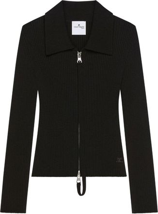 Courrèges Ribbed Knit Sweater With Two-Way Zip