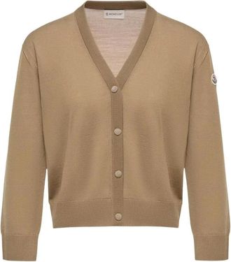 Moncler Hybrid Cardigan - female - Moncler - Cardigans - Beige - L - Knitwear