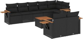 vidaXL Set De Sof&aacute;s De Jard&iacute;n 8 Piezas Y Cojines Rat&aacute;n Sint&eacute;tico Negro Vidaxl