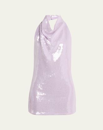 Retrof&ecirc;te Avenya Sequined Halter Mini Dress