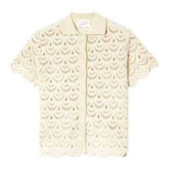 MC2 Saint Barth Shirts, female, Beige, Size: S Monet Rachel Crochet Polo
