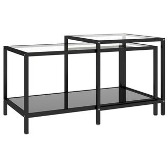 vidaXL Mesita De Centro 2 Piezas Vidrio Templado Negro Vidaxl