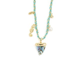 Kendra Scott Oleana Seahorse Charm Womens Necklace Womens Necklace Gold Abalone Shell, Brass/Cubic Zirconia/Rhodium-Plated