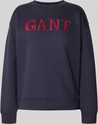 GANT Sweatshirt mit Rundhalsausschnitt und Label-Stitching in Marine, Größe XXL