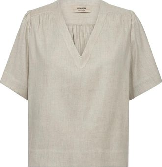 Mos Mosh MMRikas Sobia Blouse - Dames - Blouses - Beige - L - Katoen - Overhemden