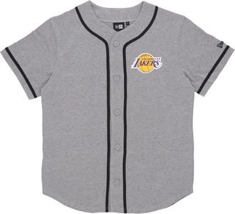 New Era NBA Baseball Jersey Lakers Heather Grey - Heren - Korte mouwen Overhemden - Grijs - L - Katoen - Overhemden