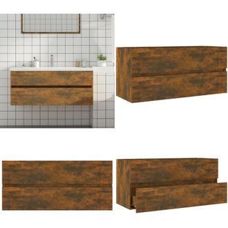 vidaXL Mobile Lavabo Rovere Fumo 100x38,5x45 cm Legno Multistrato - Lavabo - Mobile per bagno