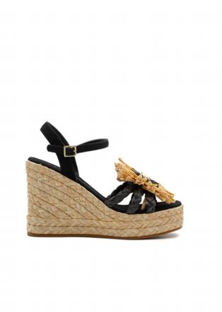 Paloma Barcel&oacute; Womens Fannie Braided Floral Sandals In Black Raffia