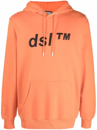 Diesel embroidered cotton hoodie - men - BCI Cotton - S - Orange