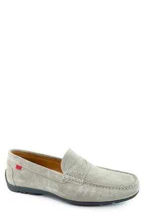 Marc Joseph New York Hamilton Place Leather Penny Driver Loafer in Grey Suede at Nordstrom, Size 7