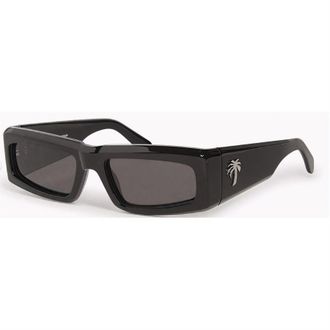 Palm Angels Mens Accessories Yreka Rectangle Sunglasses in Black Dark Grey - One Size