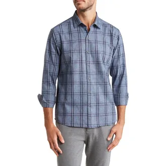 WESTZEROONE Alex Plaid Button-Up Shirt in Navy at Nordstrom Rack, Size Medium