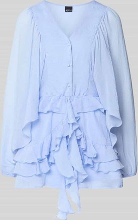 Gina Tricot Minikleid mit R&uuml;schenbesatz in Hellblau, Gr&ouml;&szlig;e XS