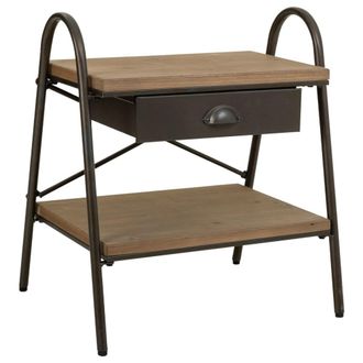 Wanderlust Deco Mesita de madera y metal marr&oacute;n 52x42x60h cm