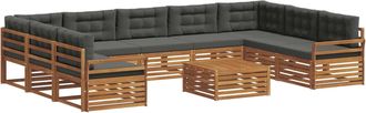 vidaXL Conjunto De Sof&aacute;s De Exterior 10 Uds. Natural Y Antracita Vidaxl