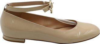 Gianvito Rossi Ankle Strap Ballet Flats in Nude Patent Leather