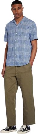 Farah Heren Geruit Relaxed Fit Overhemd (Blauw)