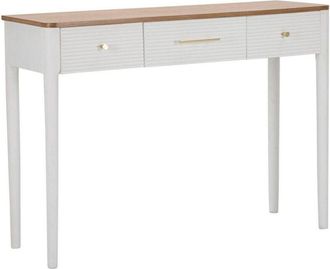 Dmora Consola Crypto, Mesa Multiusos, Gabinete De Soporte, Escritorio De Pasillo, 107x37 H80 Cm, Blanco Y Marr&oacute;n - Dmora