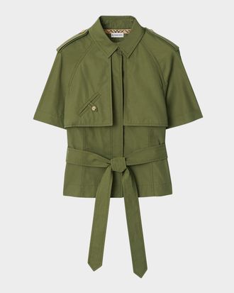 Burberry Liv Belted Short-Sleeve Trench Shirt