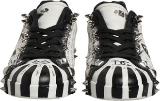 Dolce & Gabbana Black White Studded Low Top Sneakers Mens Shoes (Pre-Owned)
