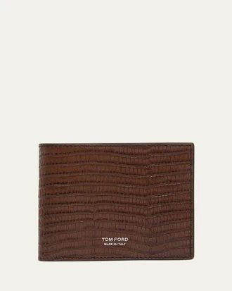 Tom Ford Mens Croc-Effect Leather Bifold Wallet