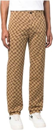 Incotex Hoge taille ruitpatroon broek - Heren - Straight fit broeken - Bruin - W29 - Katoen - Broeken