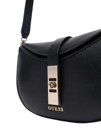 Guess Pebbled Polyurethane Shoulder Bag - Black