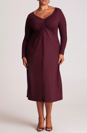 Estelle Ezra Sweetheart Neck Midi Dress in Fig at Nordstrom, Size 20W