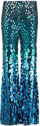 Alberta Ferretti sequin-embellished flared trousers - women - Polyamide/Elastane/PVC/glass/Acetate/Silk - 44 - Blue