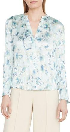 Vince Floral Crushed Satin Blouse in Pale Lagoon at Nordstrom Rack, Size X-Large